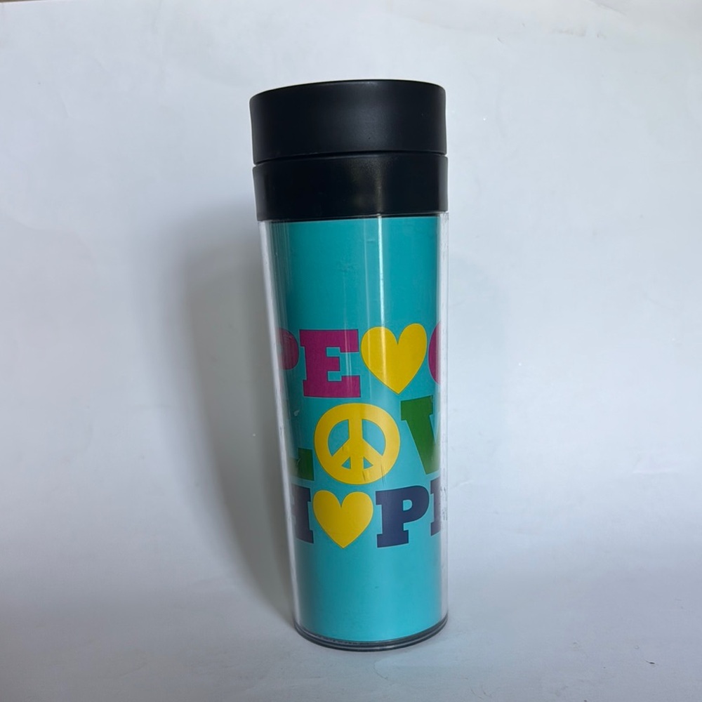 OLD NAVY Peace Love Hope Blue Pink Yellow Tumbler 16oz EUC